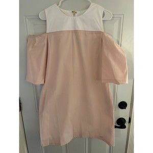 Ted Baker London Dress Womens US Size 8 Pink Ivory Cold Shoulder 100% Cotton New